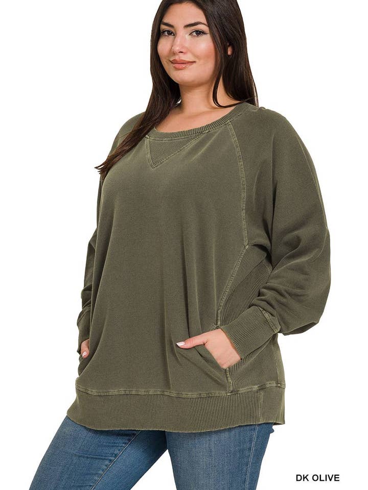 Vanilla Monkey - Wholesale Sweatshirt - Women's - Plus Pigment Dyed French Terry Pullover16