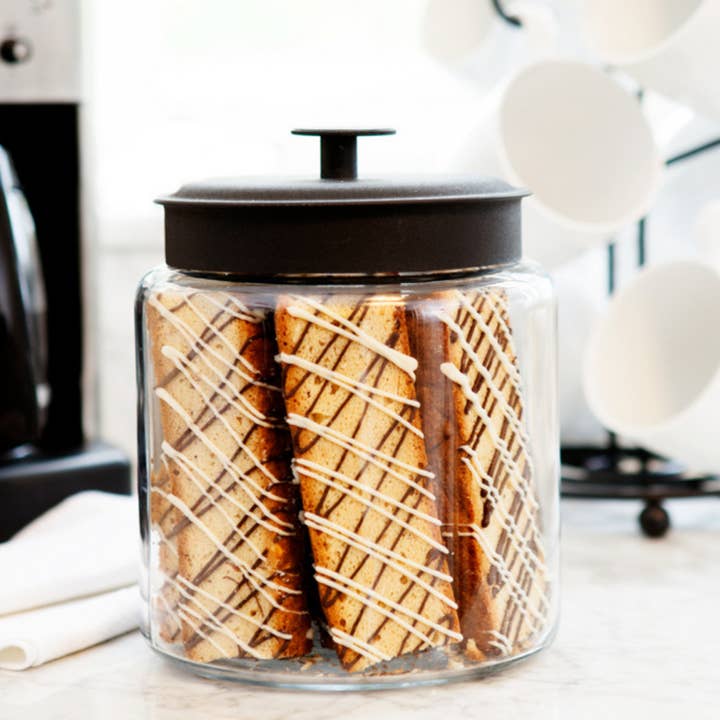 Biscotti Jar - Black Lid for wholesale by Giorgio Cookie Company