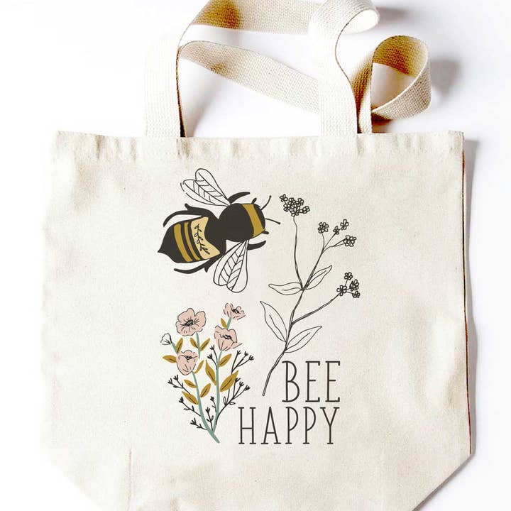 Bee Happy Bees Tote for wholesale by Potluck Press
