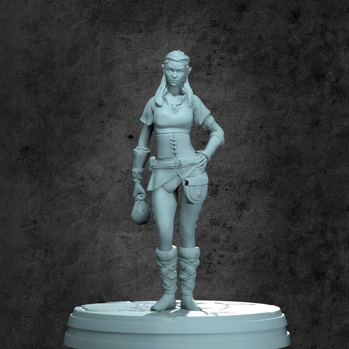 Karma (Elf Female) Miniature for Tabletop RPGs for wholesale by Kraken Dice