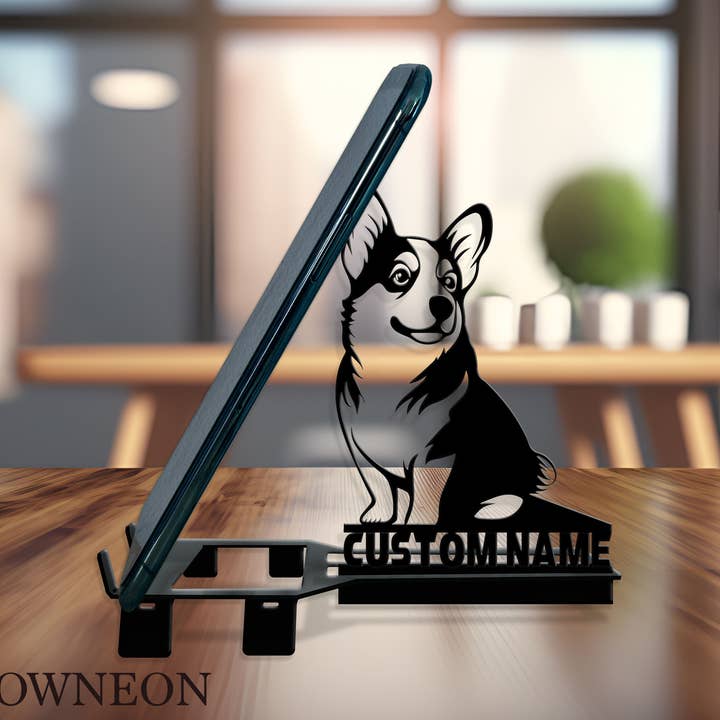 Personalisierter Corgi-Hund Metall-Handyhalter, Handyhalterung Dekor für den Großhandel von Glow Neon