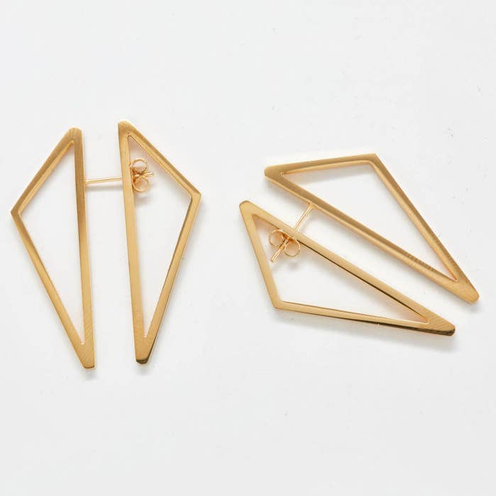 Admiral Row Jewelry - Wholesale Dangle Earrings - Double Sided Gold Geometric Triangle Earrings - Fall Jewelry