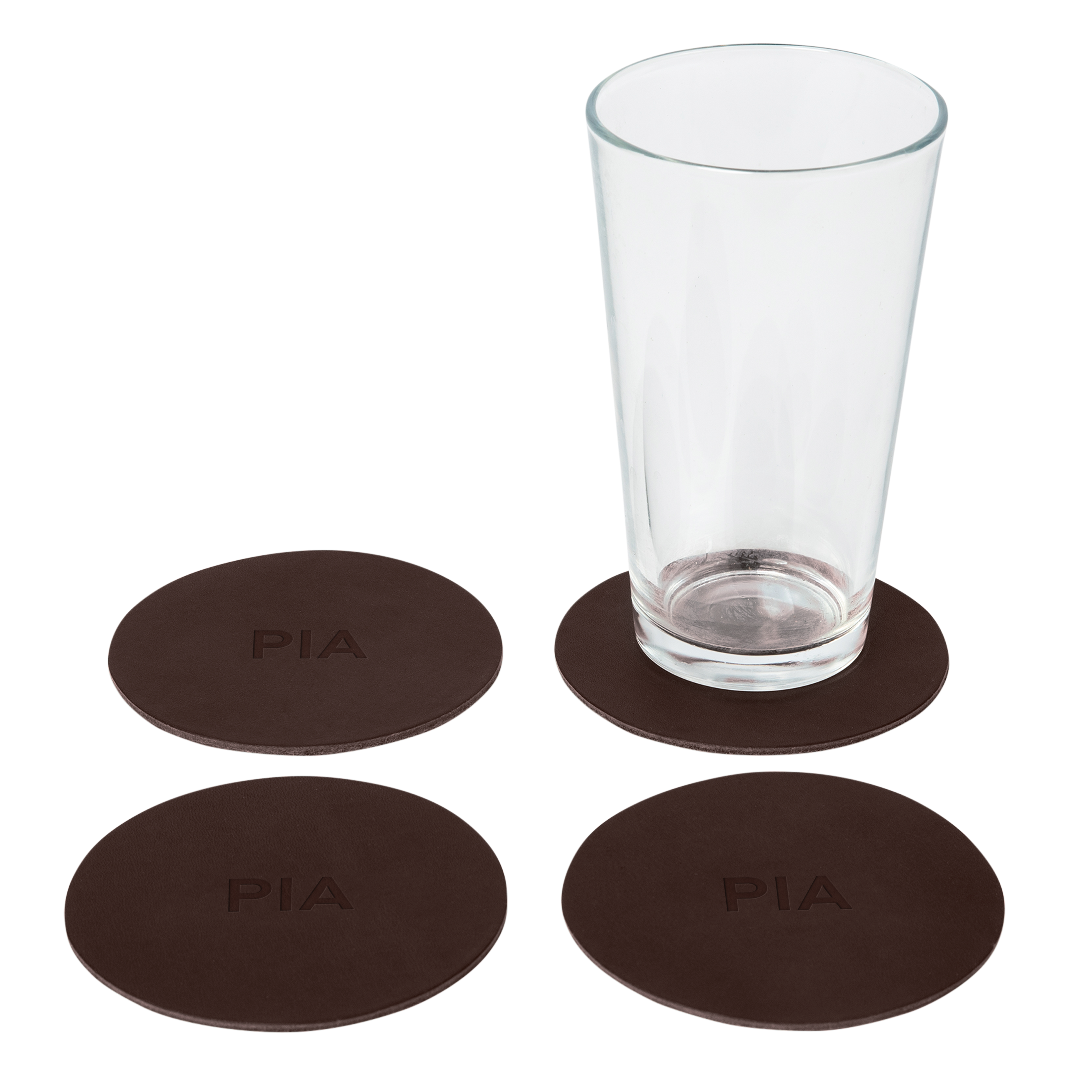 Northwind - Vente Sous-verre - Ensemble de 4 sous-verres ronds en cuir pleine fleur fabriqués aux USA0