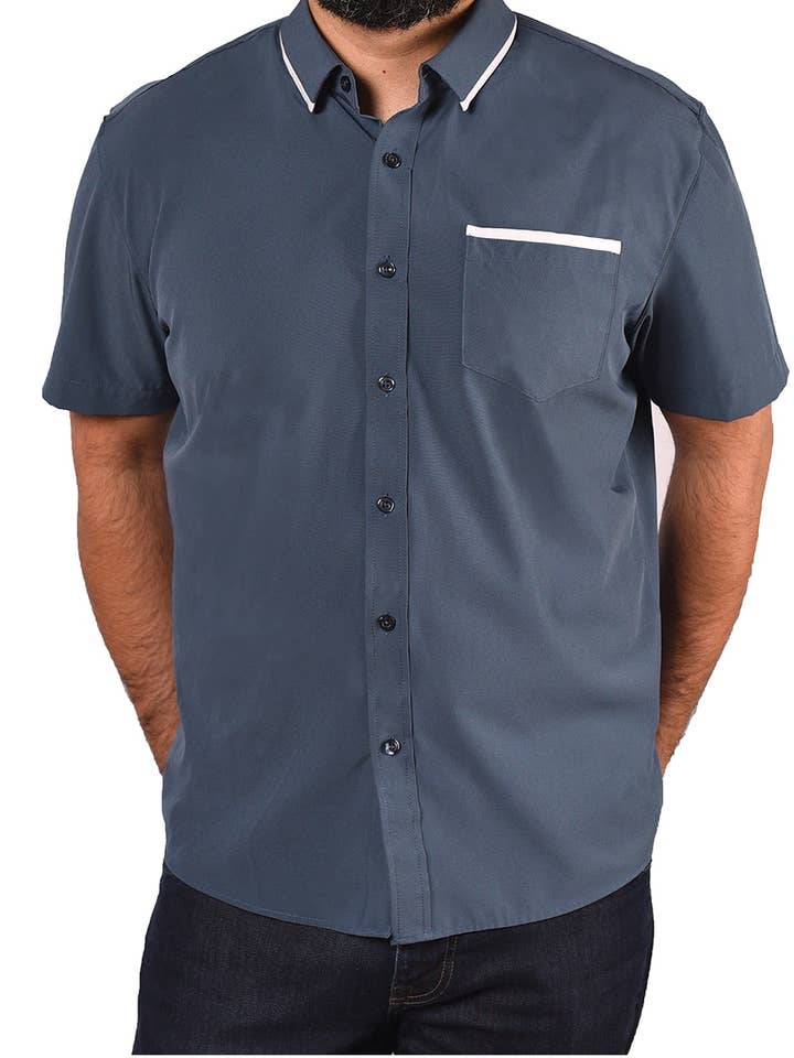 Short Sleeve "Edge" Button-Up for wholesale by SpearPoint Apparel