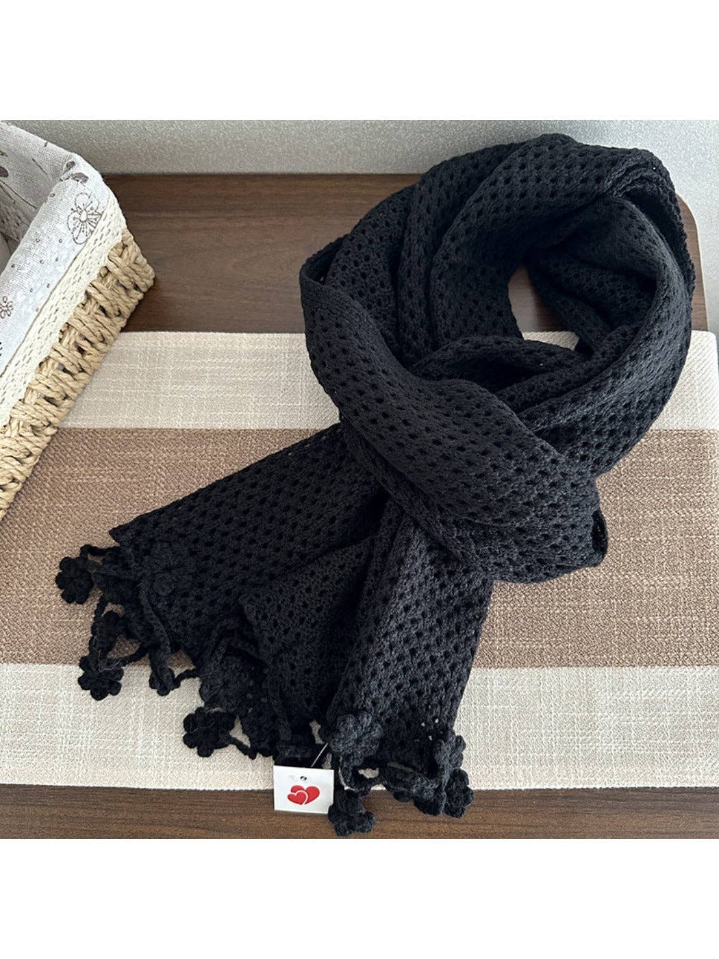 Funkyrel® Atzbranding Limited - Wholesale Scarf - Women's - Scarvii - Elegant Retro Openwork Scarf & Shawl with Floral Fringe2