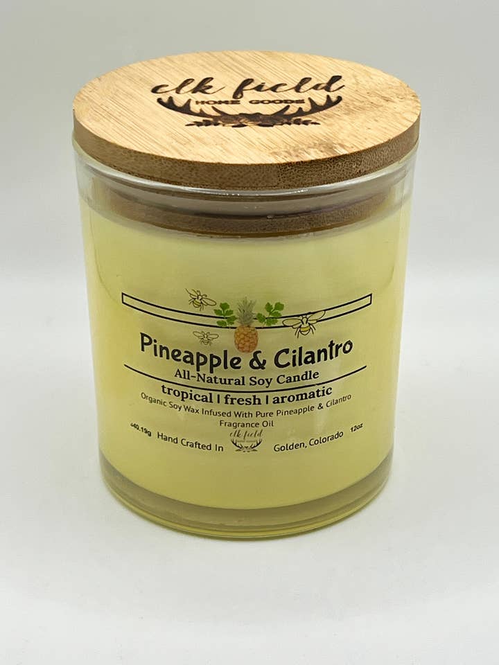 Pineapple & Cilantro Soy Candle for wholesale by Elk Field Home Goods