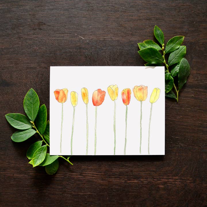 Tulips Greeting Card (A2) for wholesale by Little Leaf Ink