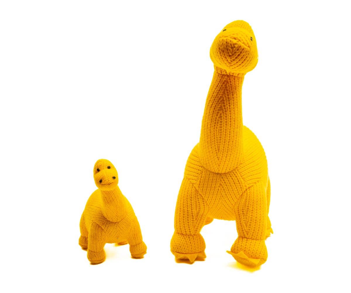 Best Years Ltd - Wholesale Handheld Rattle - Baby - Knitted Diplodocus Dinosaur Baby Rattle Yellow1