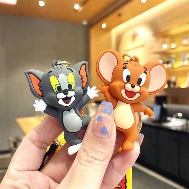 UZ Wholesale Store - Wholesale Keychain - Women's - Whimsical Cat and Mouse Cartoon Keychain