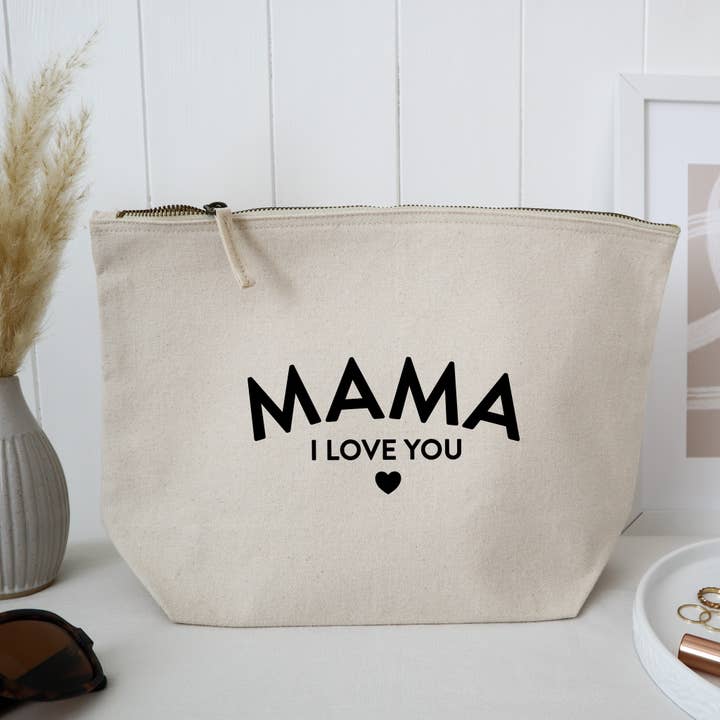 Mama, ik hou van je make-uptas met ritssluiting voor wholesale door Word Up Creative