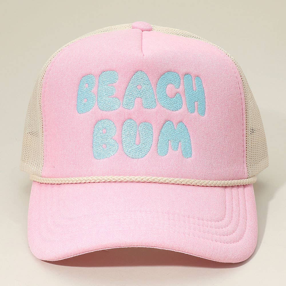 Sensibling Corp. - Wholesale Trucker Hat - Women's - BEACH BUM Message Embroidered Mesh Back Trucker Hat7