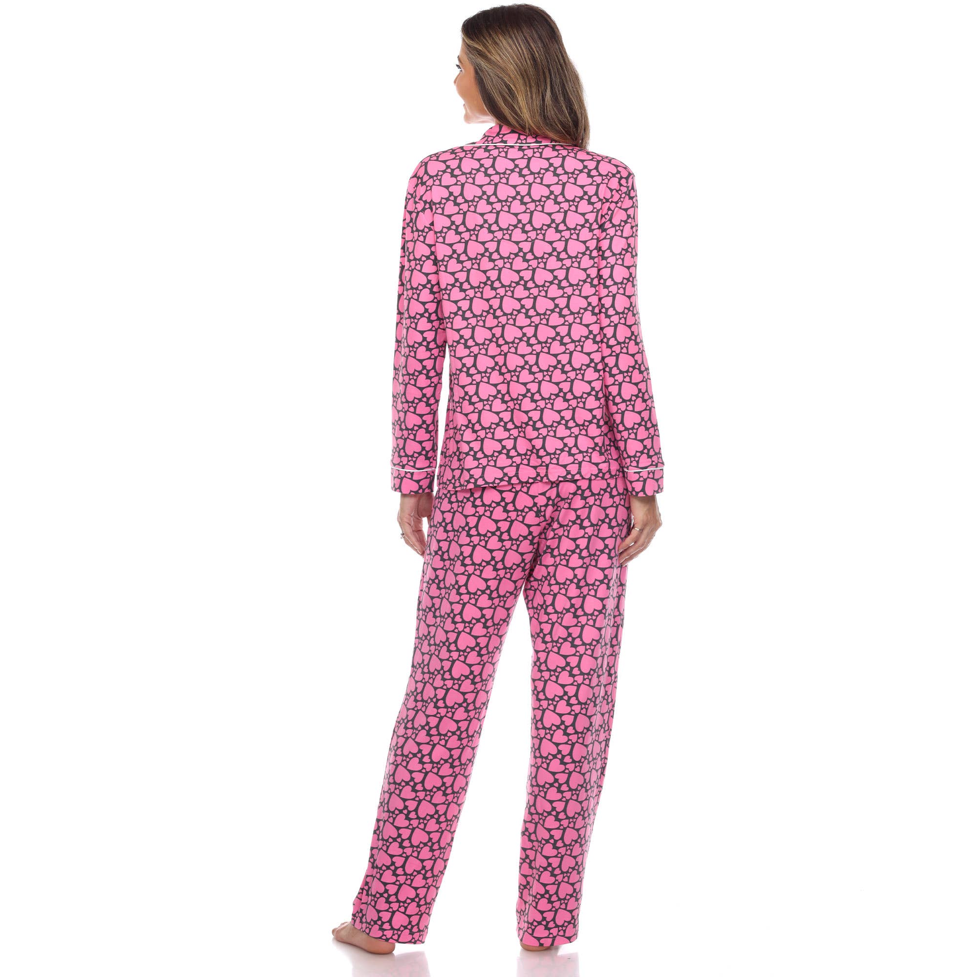 WHITE MARK - Wholesale Pyjamaset - Dames - Pyjamaset met lange mouwen en hartprint voor dames7