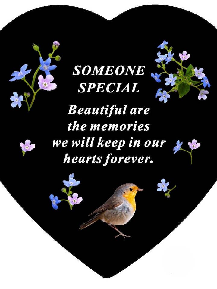 DF20083-P Corazón Conmemorativo de Pizarra Negra SS con Diseño de Petirrojo para venta al por mayor de David Fischhoff Ltd