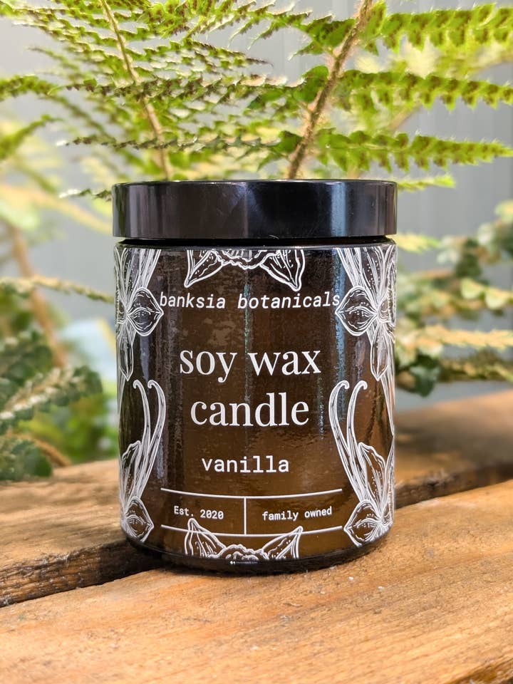 Vanilla Scented Candle - 100% Vegan Soy Wax for wholesale by Banksia Botanicals