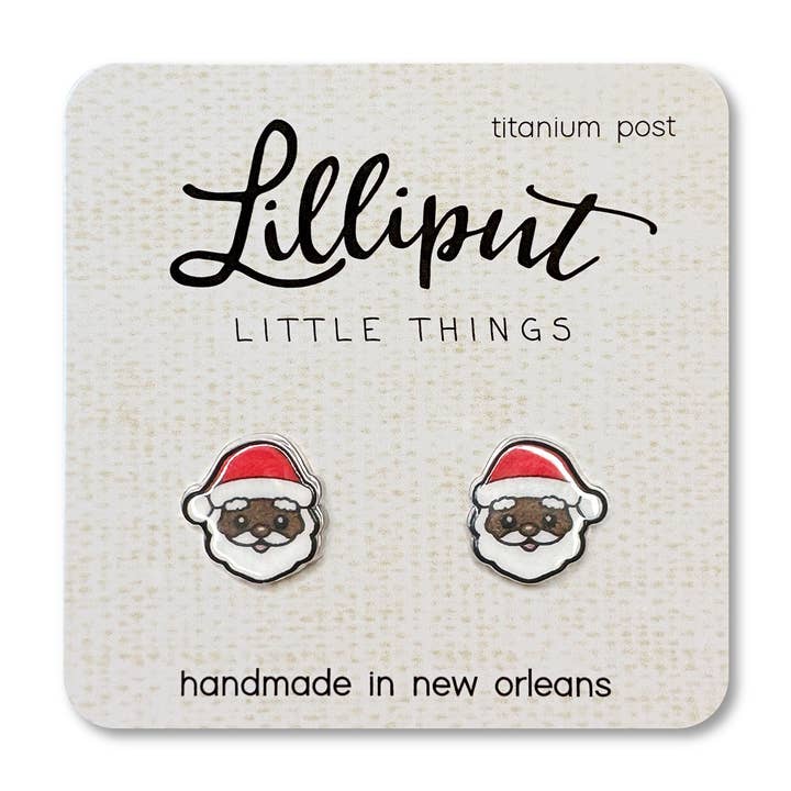Black Santa Claus Earrings / Brown Santa Earrings for wholesale by Lilliput Little Things