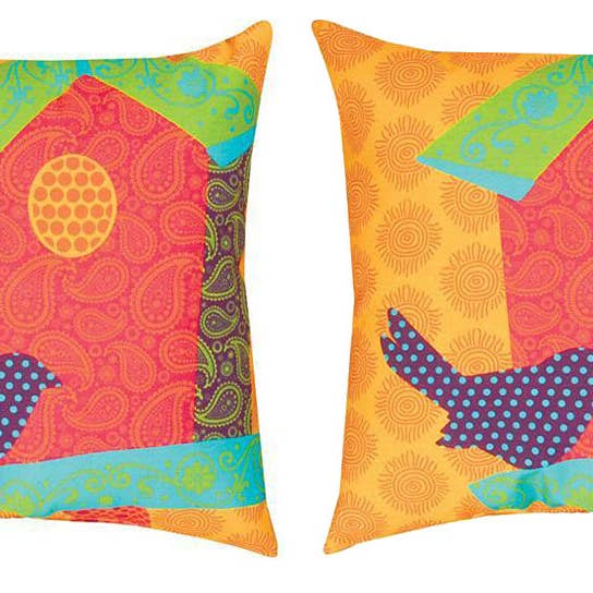 Pop Rhythm Birdhouse Throw Pillows, Pair, 18", Bright Colors for wholesale by Things2Die4
