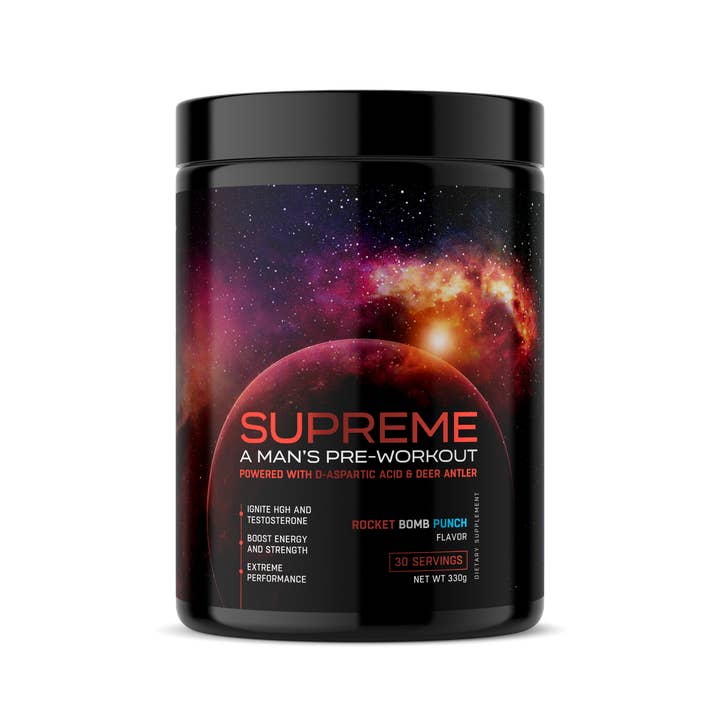 SUPREME PRÉ-ENTRAÎNEMENT POUR HOMMES - Punch Bombe Rocket pour la vente par Complete Nutrition