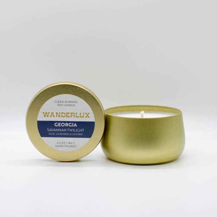 Wanderlux Georgia Savannah Twilight 6,5 ounce sojakaars voor wholesale door Wanderlux Candles