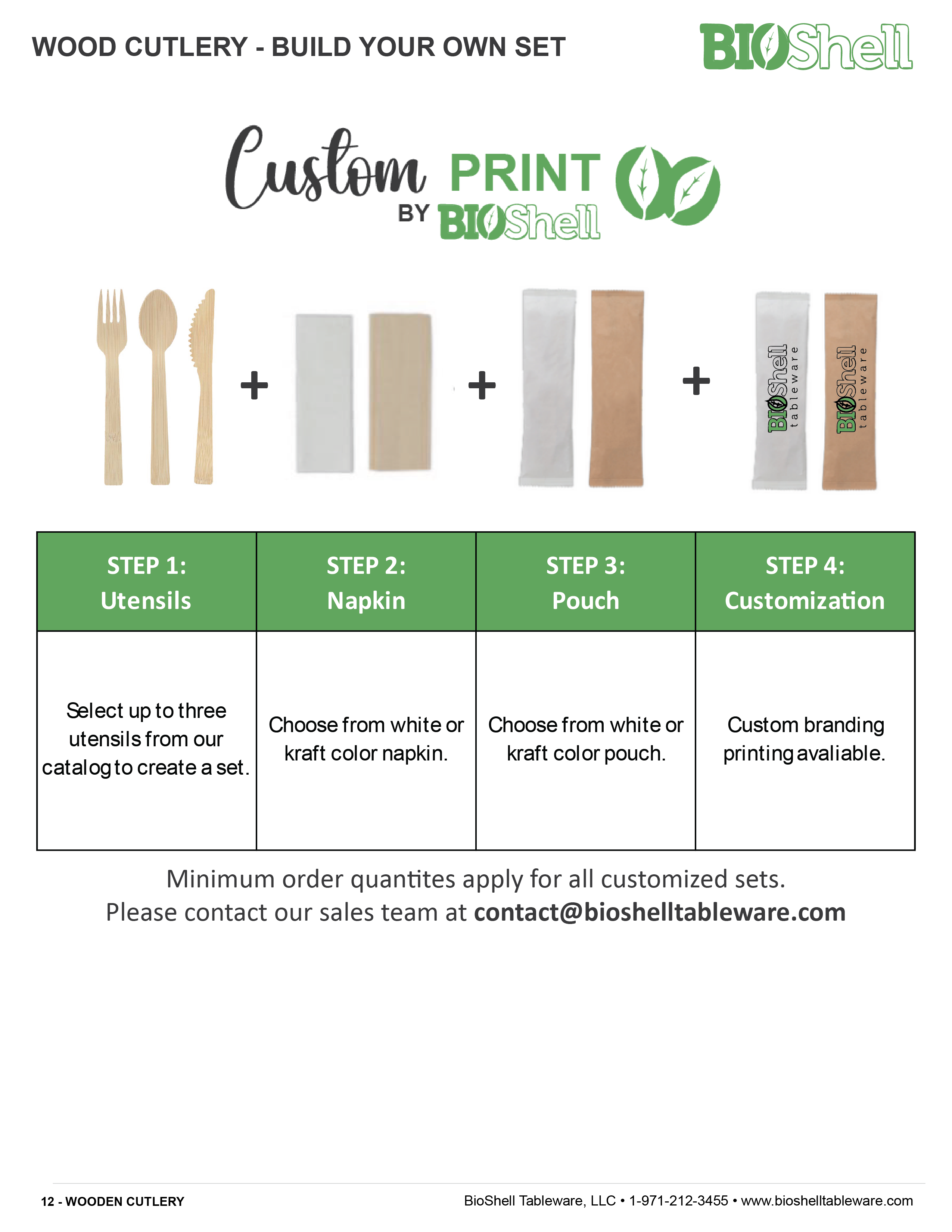 BioShell Tableware - Wholesale Assorted Cutlery Set - Eco-Friendly Birch Wooden Cutlery - Compostable Utensils3