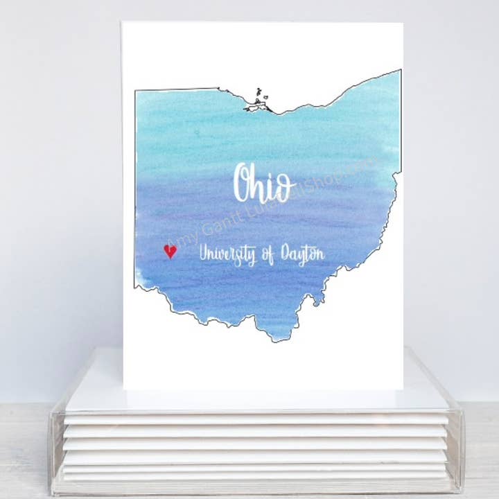 University of Dayton Ohio in Blue Ohio Boxed Note Cards for wholesale by Lula Bell Cards and Gifts