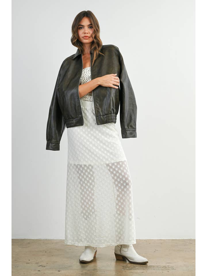 BUTTERMELON - Wholesale Jacket - Women's - Collared Zip-Front Leather Jacket - BMJ796846