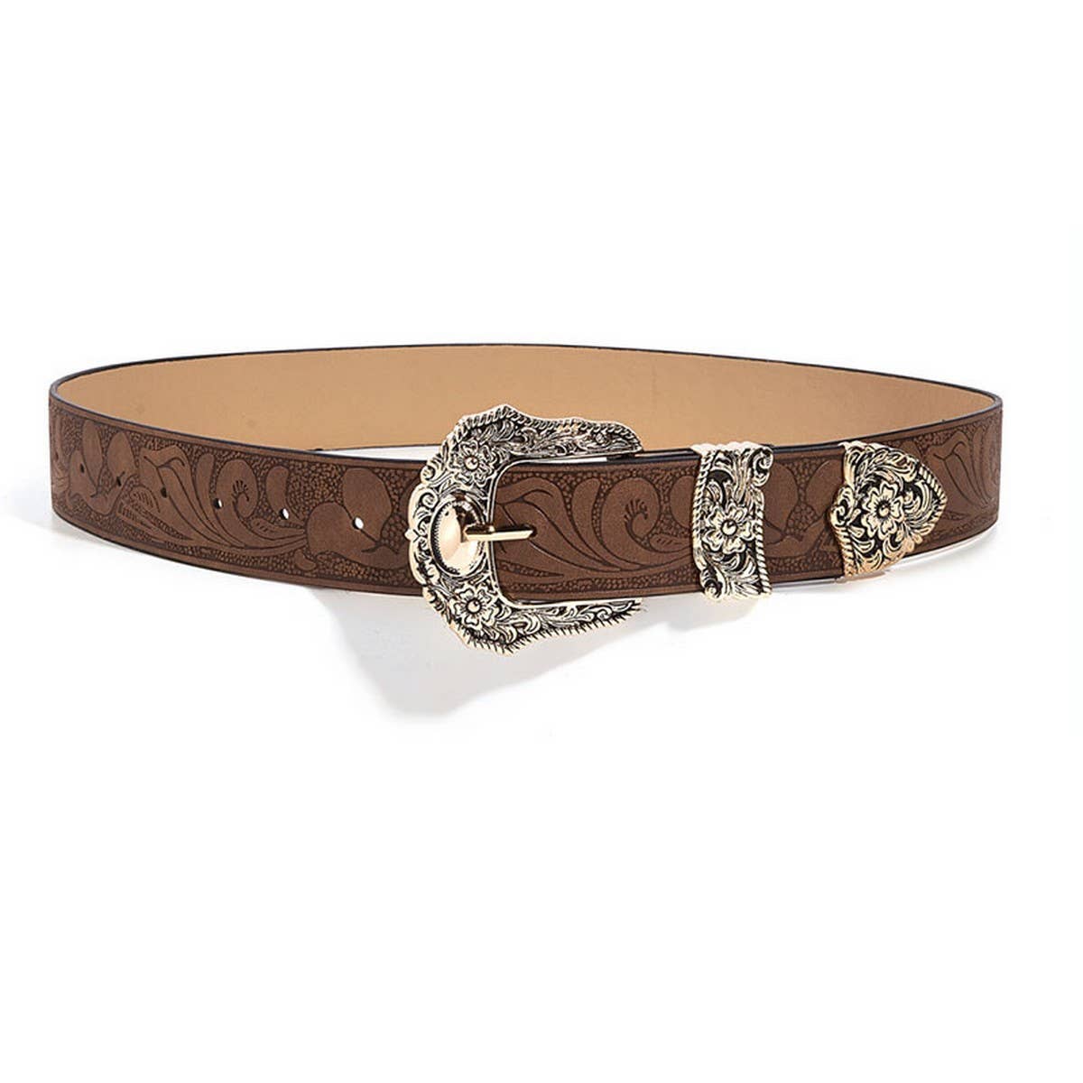 NINEXIS - Wholesale Belt - Women's - CWABE0548_BROWN TEXTURED PRINTED BELT3