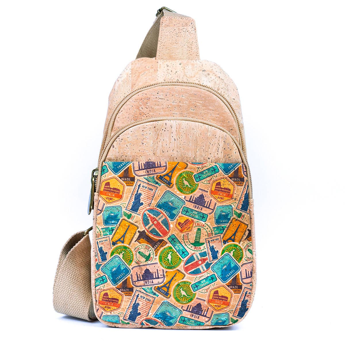 Meninas Bonitas Cork - Venta al por mayor Bandolera - Mujer - Bolso bandolera de tres compartimentos para mujer Natural BAG-229615