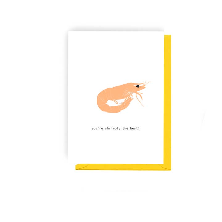 Shrimply the Best - illustrated Love Card for wholesale by Olive and Clive