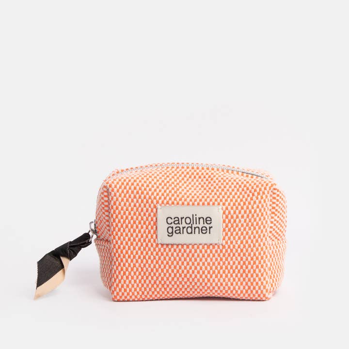 Orange Woven Mini Cube Cosmetic Bag for wholesale by Caroline Gardner