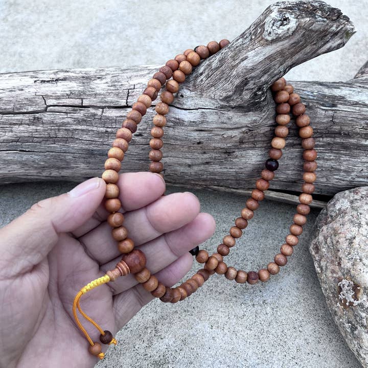 Lungta Imports - Wholesale Prayer beads necklace - Sandal Wood Mala / Rosary 108 Beads Rosary Meditation Yoga6