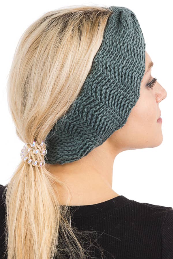 Cap Zone - Wholesale Fashion Headband - Women's - Wavy Zigzag Chevron Stockinette Stitch Ribbed Knit Head Band5