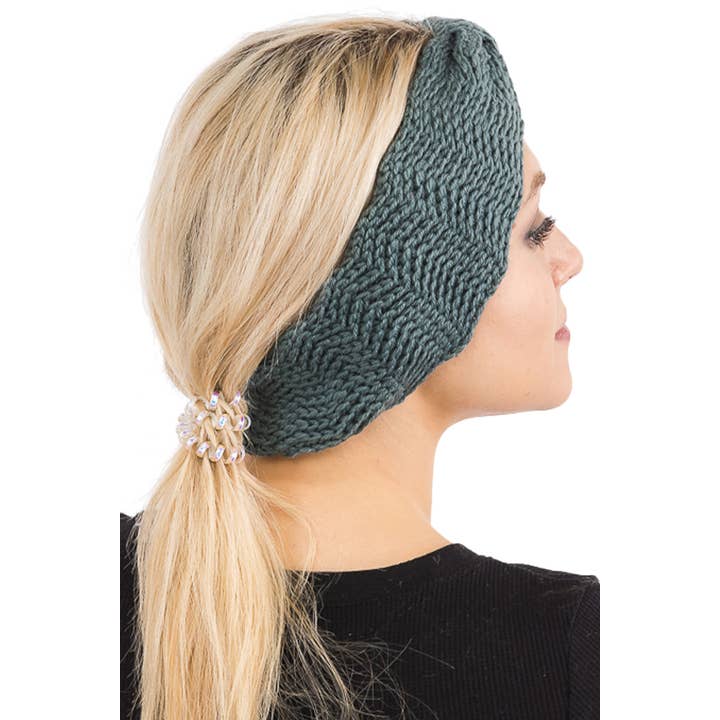 Cap Zone – Großhandel Fashion-Stirnband – Damen – Gewelltes, geripptes Strick-Band mit Chevron-Stockinette-Stich im Zickzack5