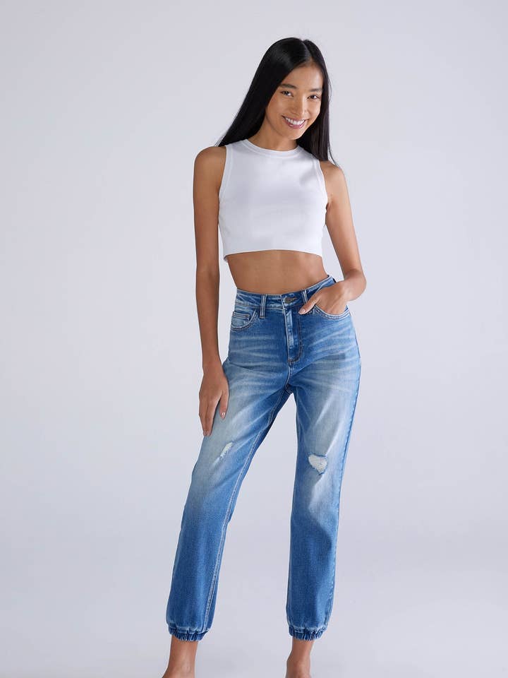 Emily High Rise Jogger - Malibu for wholesale by Ceros Jeans