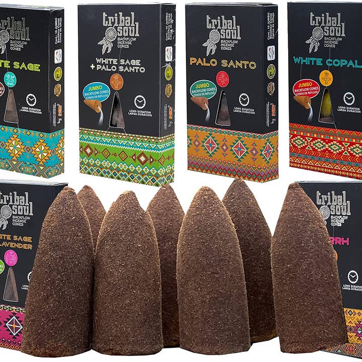 Tribal Soul 6 Fragrances 60 stuks Backflow Cone Wierook voor wholesale door Lungta Imports
