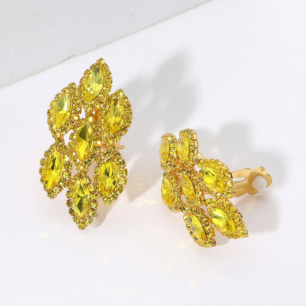 Sensibling Corp. - Wholesale Clip-On Earrings - Marquise Stone Embellished Clip On Earrings8