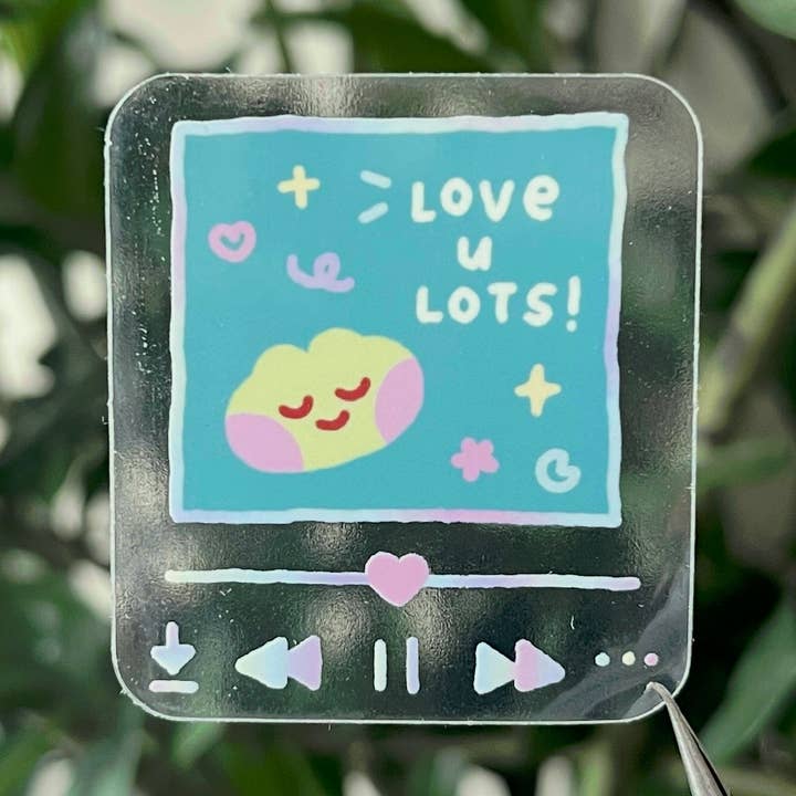 love u lots green frog sticker - clear waterproof vinyl for wholesale by cxnart