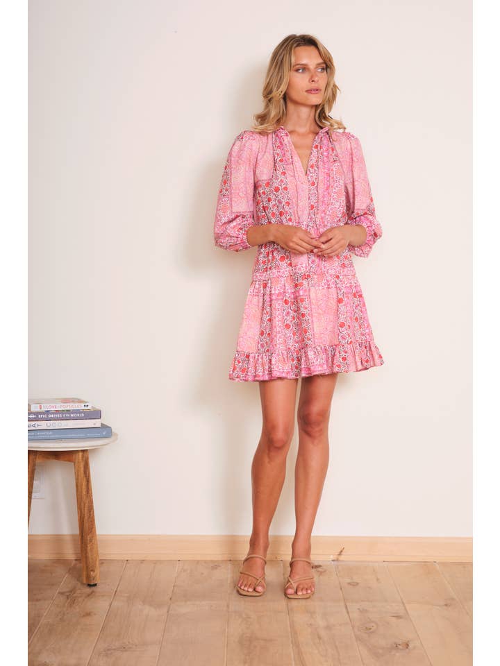 LYSERØD PATCHEWORK Pink Wes Kvindekjole for engroshandel på Faire2