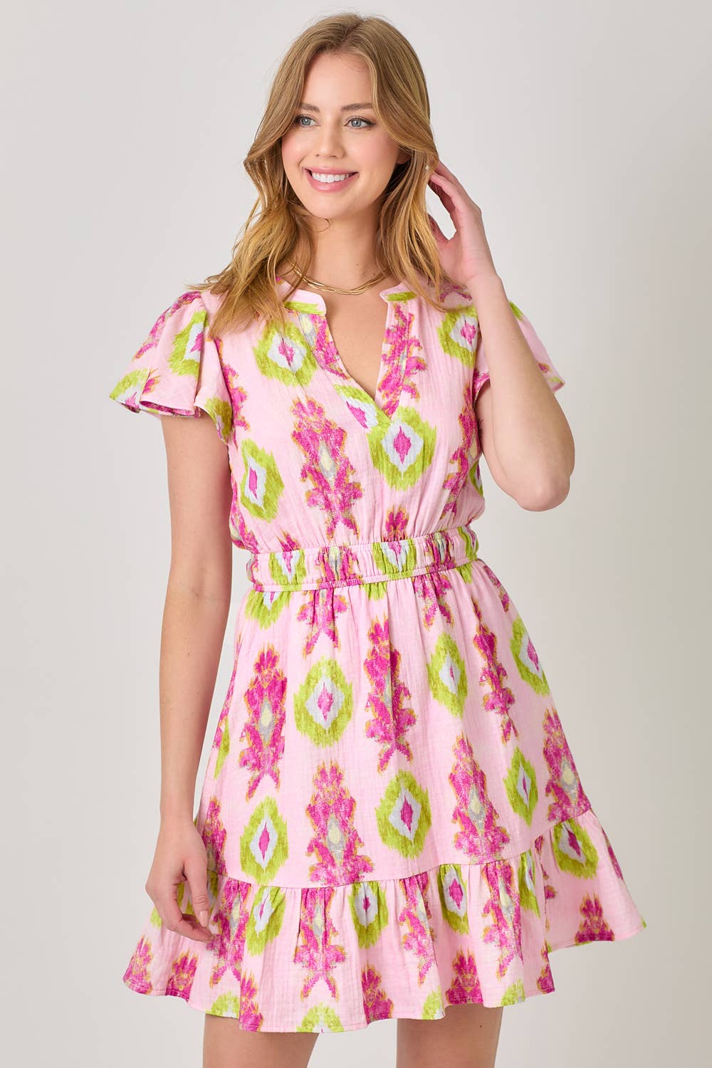 Mystree – Engroshandel Kjole - Dame – 61021 Trykt Dobbel Gauze Kjole1