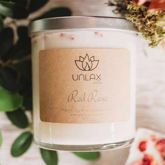 Rose rouge - Bougie de soja 9 oz pour la vente par UNLAX Candles