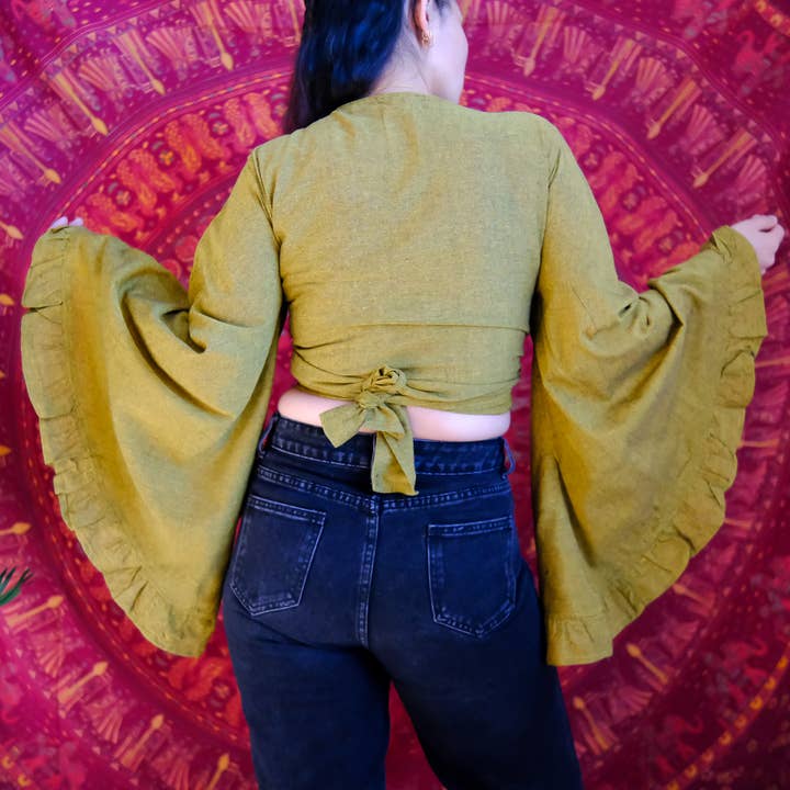 Karma Nepal Crafts - Wholesale Blouse - Women's - Cotton Flare Sleeve Top with Ruffle1