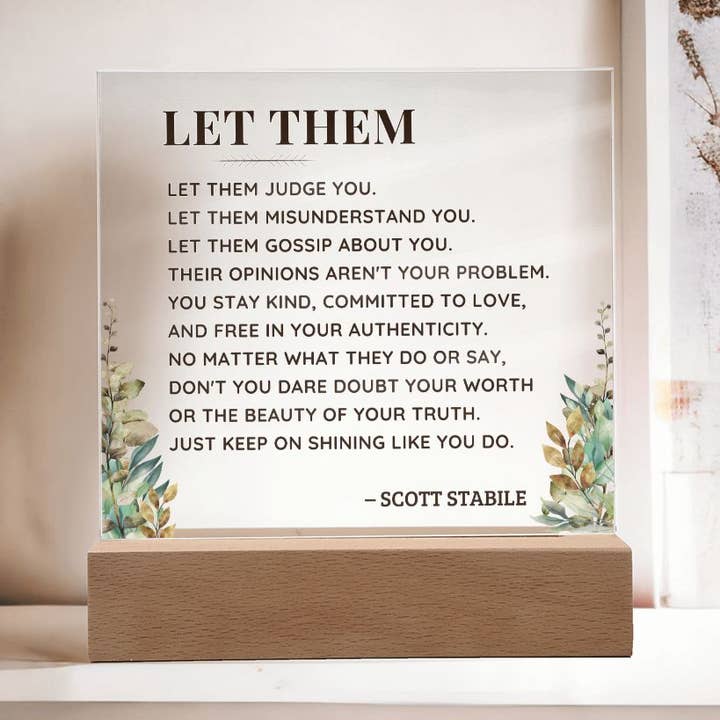 Let Them SCOTT STABILE Left outline Acrylic Plaque with LED Lamp Option for wholesale by Carpe Diem Gifts