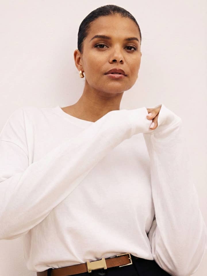 Long Sleeve Relaxed Tee - White for wholesale by Universal Standard