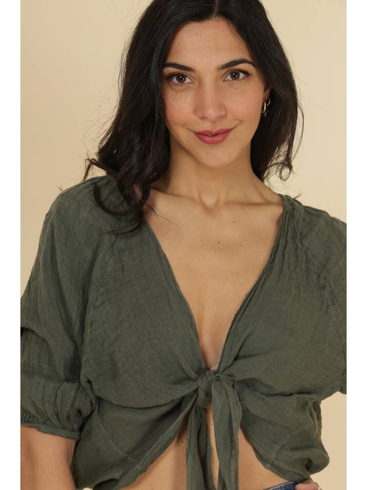 la maison des fibres naturelles - Wholesale Blouse - Women's - Linen wrap top 621286 100% linen