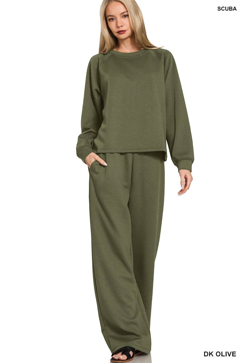 42POPS - Wholesale Lounge Set - Women's - ..1028 Scuba Crewneck Pullover & Pants 2 Piece Set SI-284121