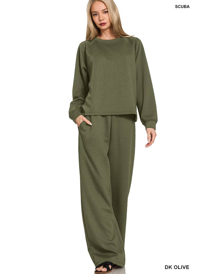 42POPS - Wholesale Lounge Set - Women's - ..1028 Scuba Crewneck Pullover & Pants 2 Piece Set SI-284121
