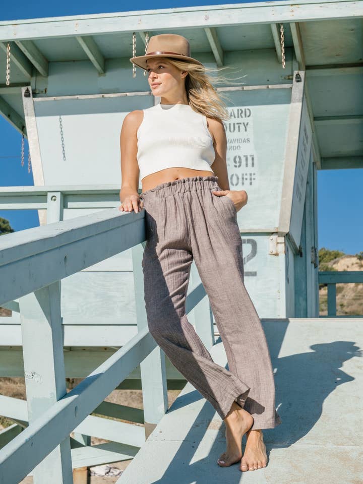 Cardiff Walnut Gauze Pant for wholesale by Stacia