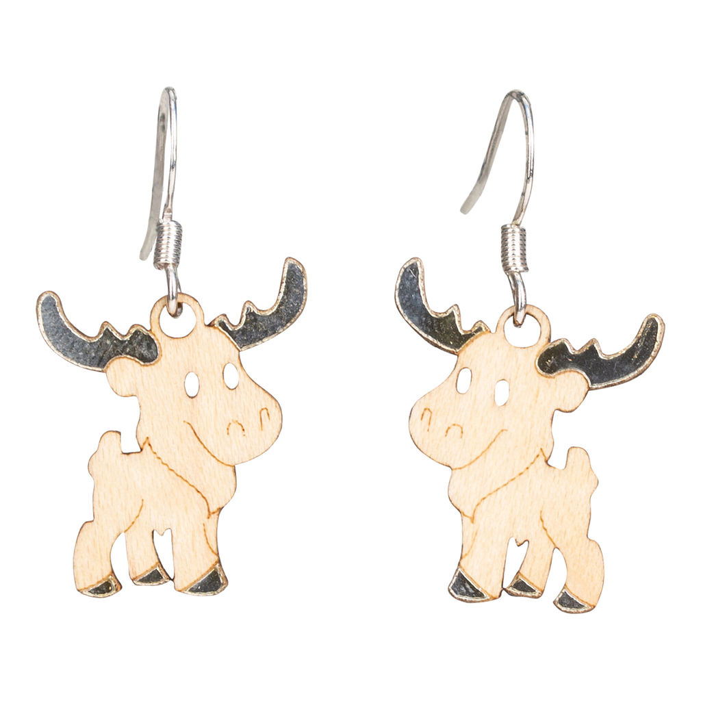 Woodcutts Inc. – wholesale Hängande örhängen – Älg kvist örhänge med Silver folie Accent0