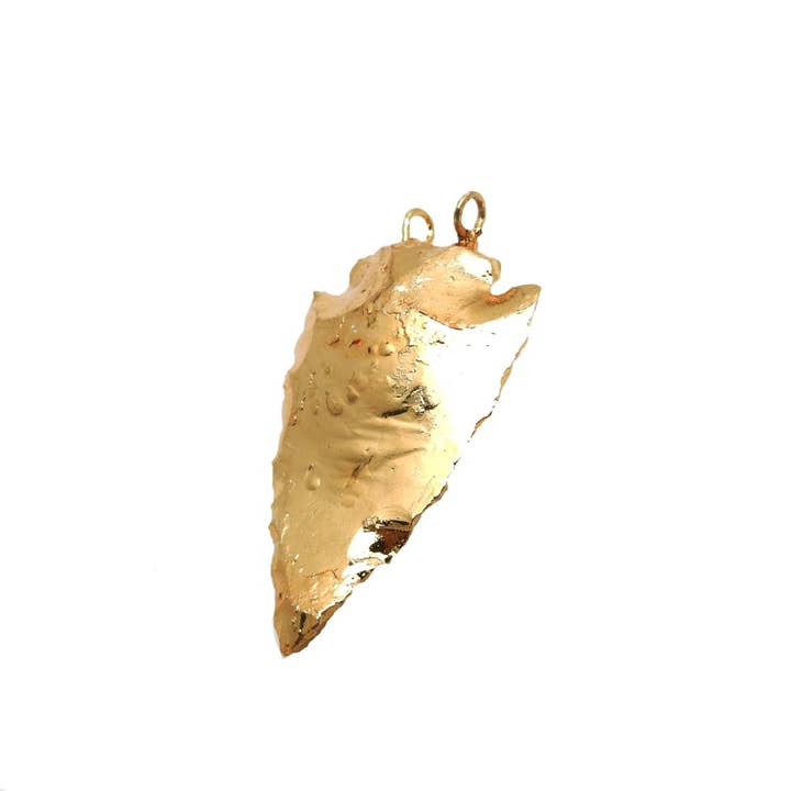 Jewelers Paradise - Wholesale Individual Charm/Pendant - Double Bail Arrowhead 24k Gold Electroplated1