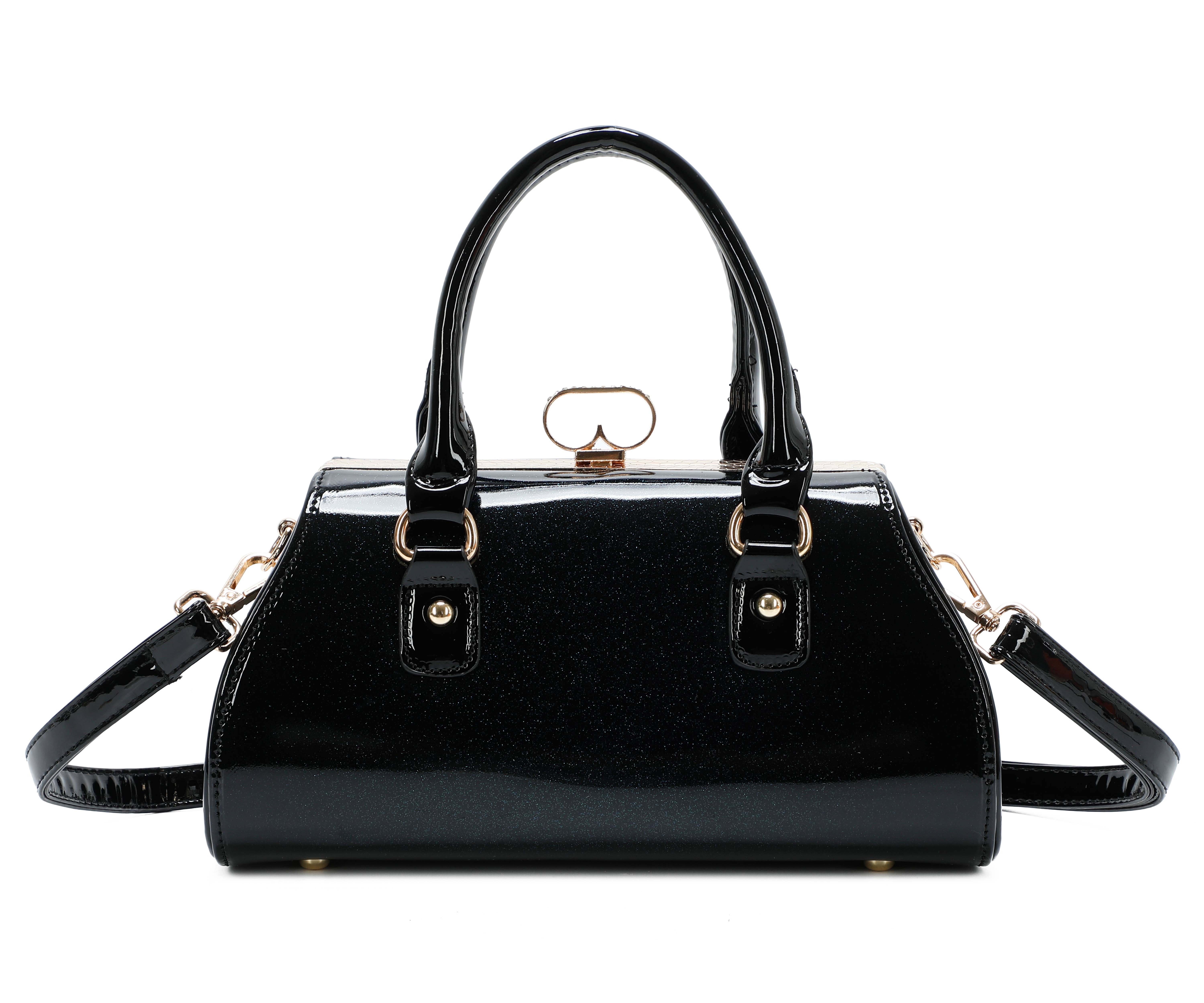 Superbia – wholesale Top handle bag – women's – Superbia Medium Two Toned Diamante Clasp Opening Patent Bag2