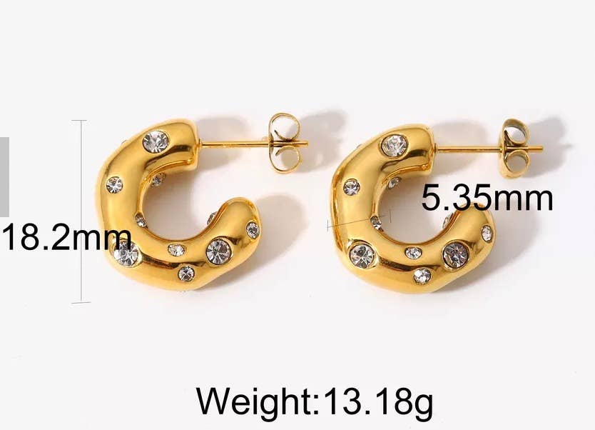 HoopLa - Vente Créoles - Boucle d'oreille Puffy Pearl/Crystal Hoop. Boucles d'oreilles 14K, acier5